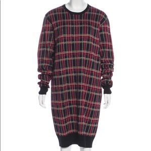 6397 red plaid knit dress